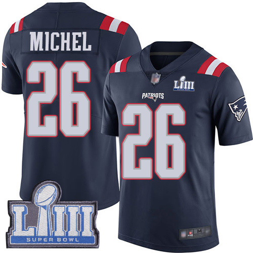 New England Patriots Football 26 Super Bowl LIII Bound Limited Navy Blue Men Sony Michel NFL Jersey